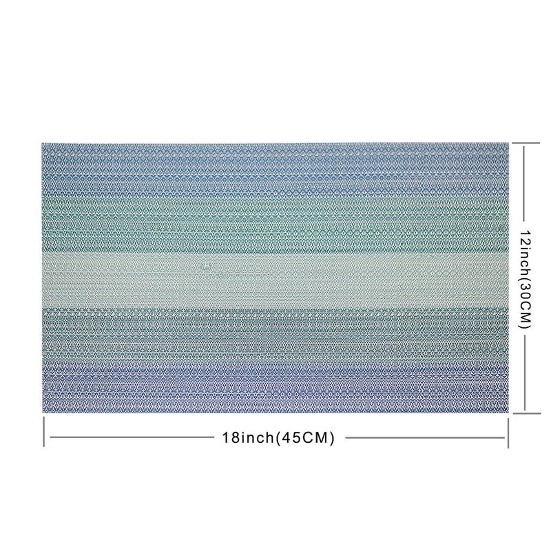 Candumy Blue Placemats for Kitchen Table Set of 8,Heat Stain Non Skid Insulation Crossweave Woven Textilene Vinyl PVC Washable Tablemats for Dinner Table - Image 2